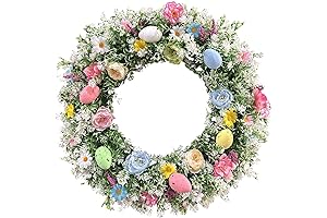 XunYee 24-inch Easter Wreath: Adorn Your Door with Pastel Hues