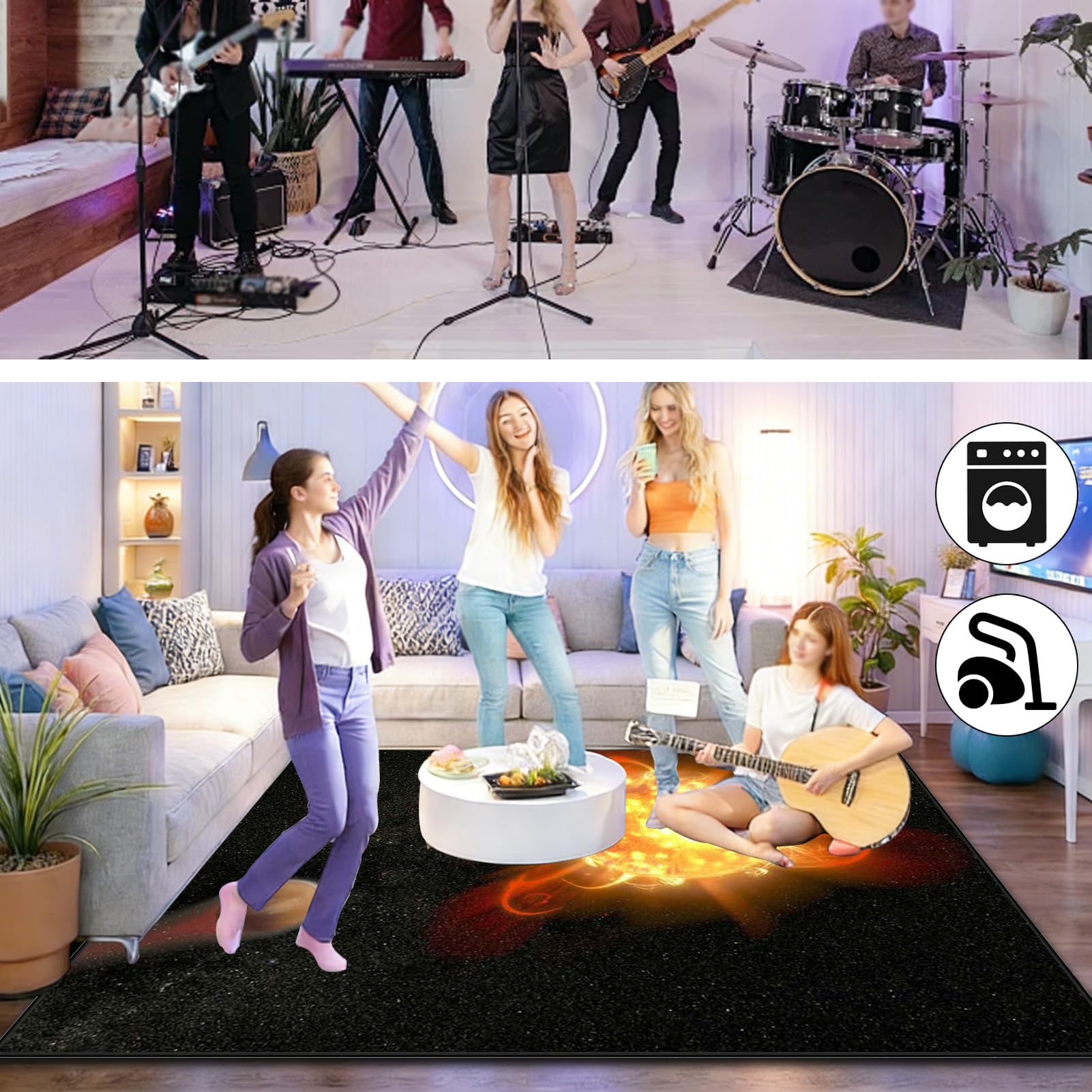 170 x 140 cm Dywan z baterią elektroniczną Dźwiękoszczelny Antypoślizgowy Dywan Pochłaniający Akustyczny Profesjonalna mata do instrumentów muzycznych do instrumentów muzycznych do gitary basowej