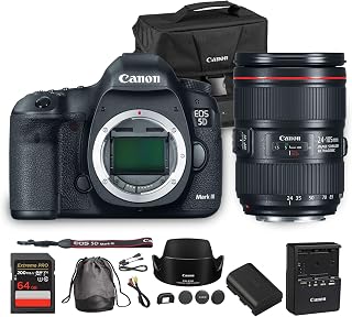 Canon EOS 5D Mark III DSLR Camera | 22.3MP Full-Frame CMOS Sensor, DIGIC 5+ Processor & Full HD Video | For Weddings, Portraits & Events (5260B002) + Canon EF 24-105mm f/4L IS II USM Lens + Bag + More