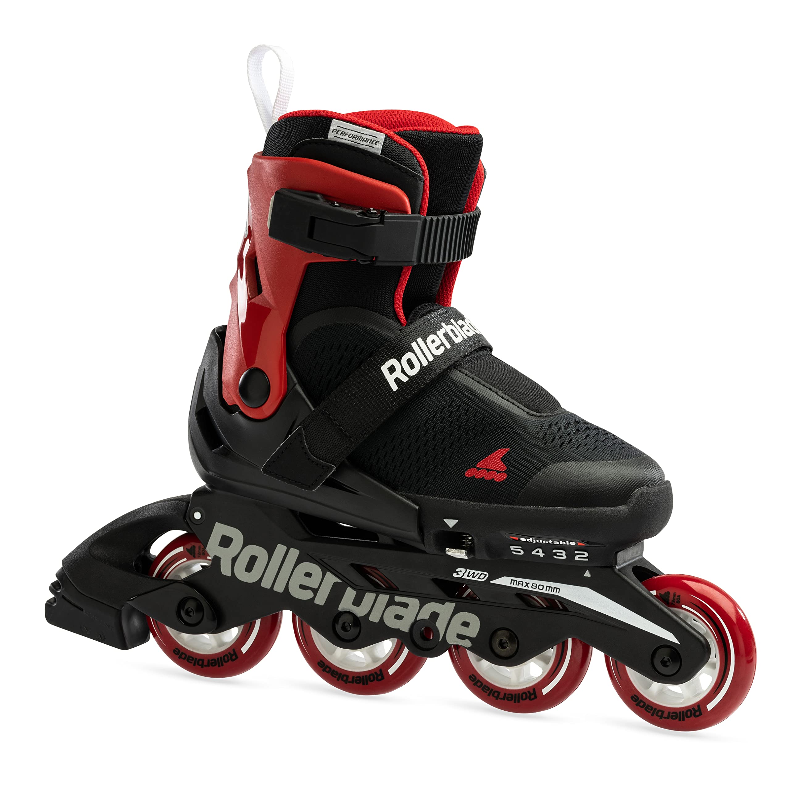 Rollerblade Microblade Free 3WD Kid's Size Adjustable Inline Skate, Black and Red, High Performance Inline Skates