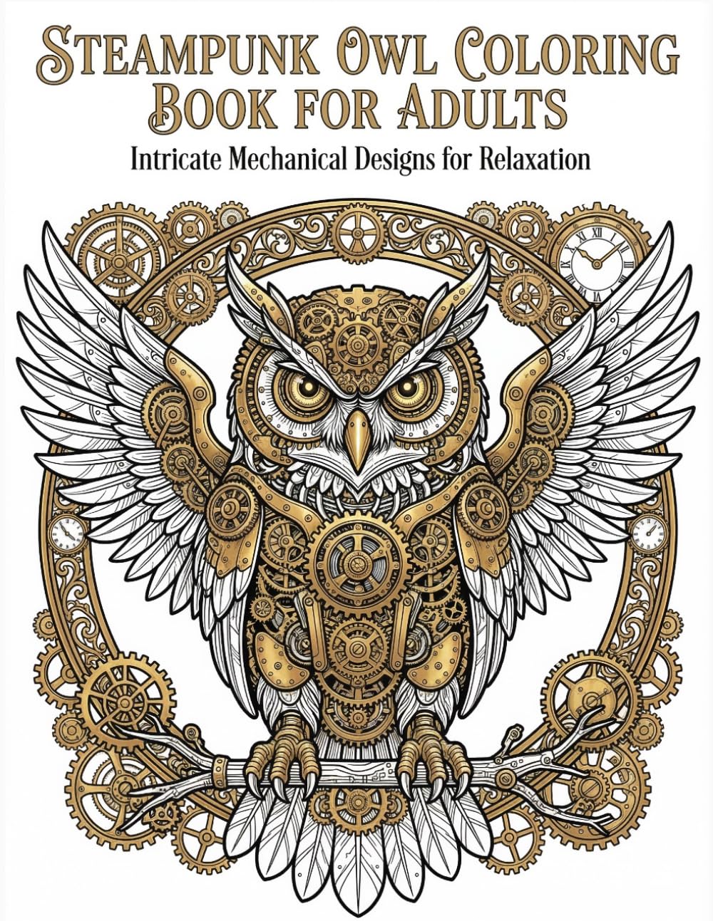 Steampunk Owl Coloring Book for Adults: Intricate Mechanical Designs for Relaxation and Stress Relief