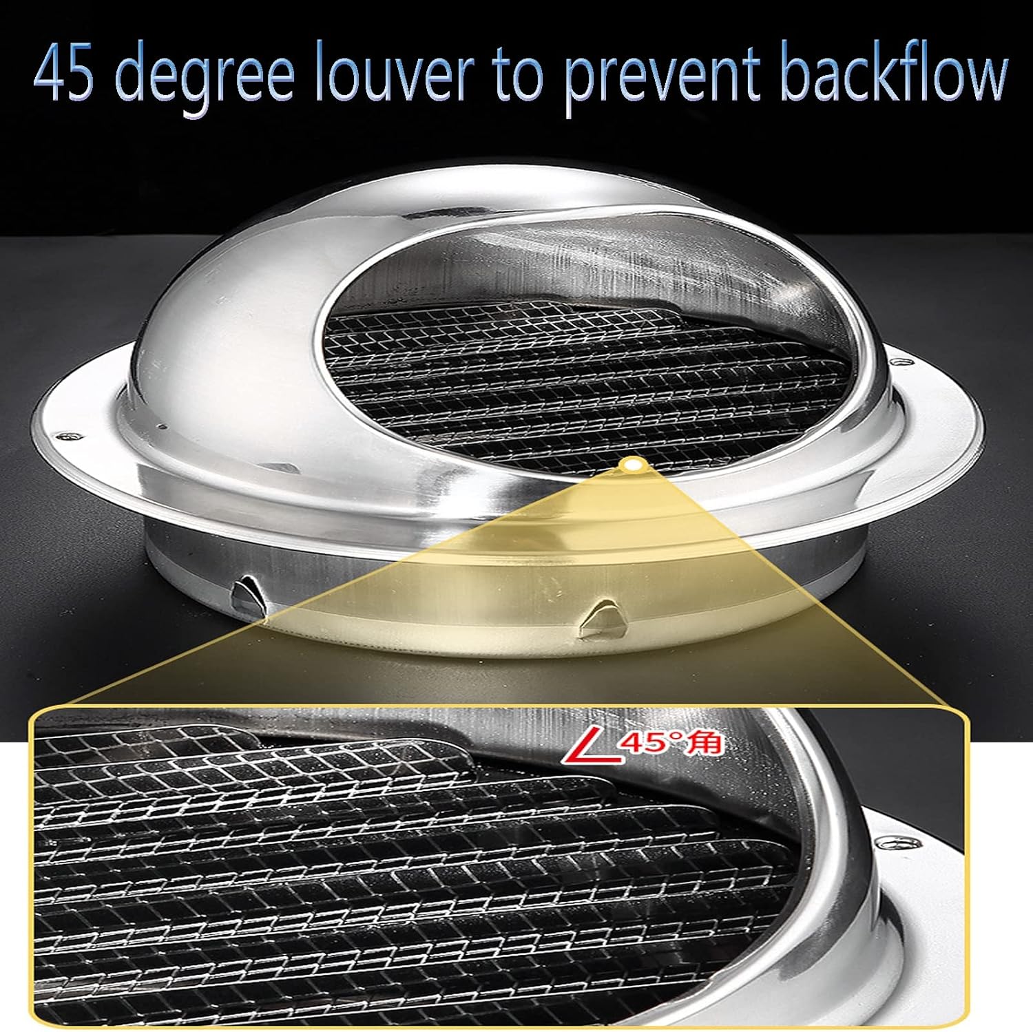 Stainless Steel Round Air Vents, Soffit Vents Louver Grille Cover,Ventilation Grille Cover,Round Wall Air Vent,for Kitchen, Bathroom, Garage, Flats, Office,150mm/5.91in