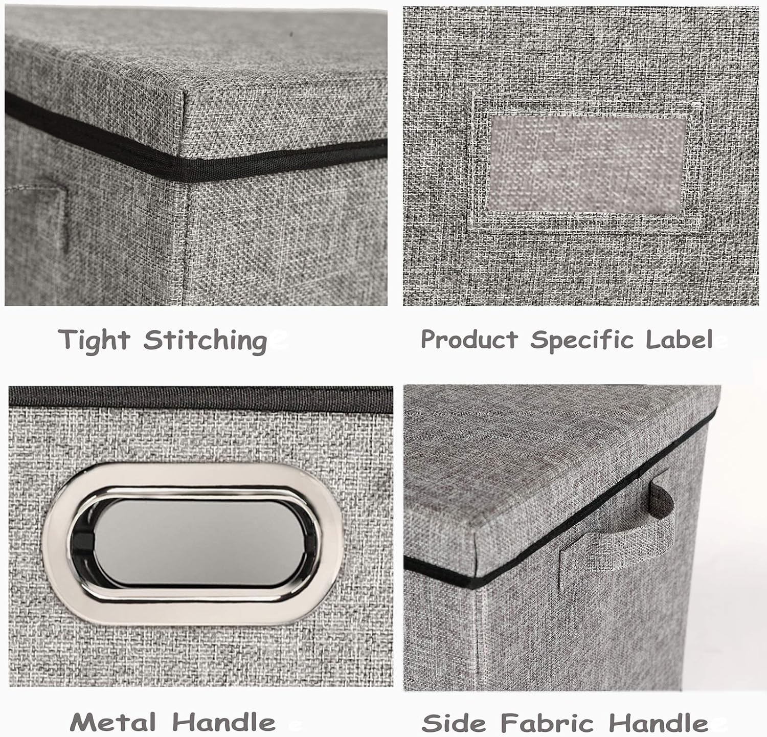Lukeline Collapsible Storage Bins with Lids, 2-Pack Foldable Fabric Linen Storage Boxes Cube, Closet Organizer Storage Basket with Label for Home Bedroom Office(17 x 13 x 13, Gray)