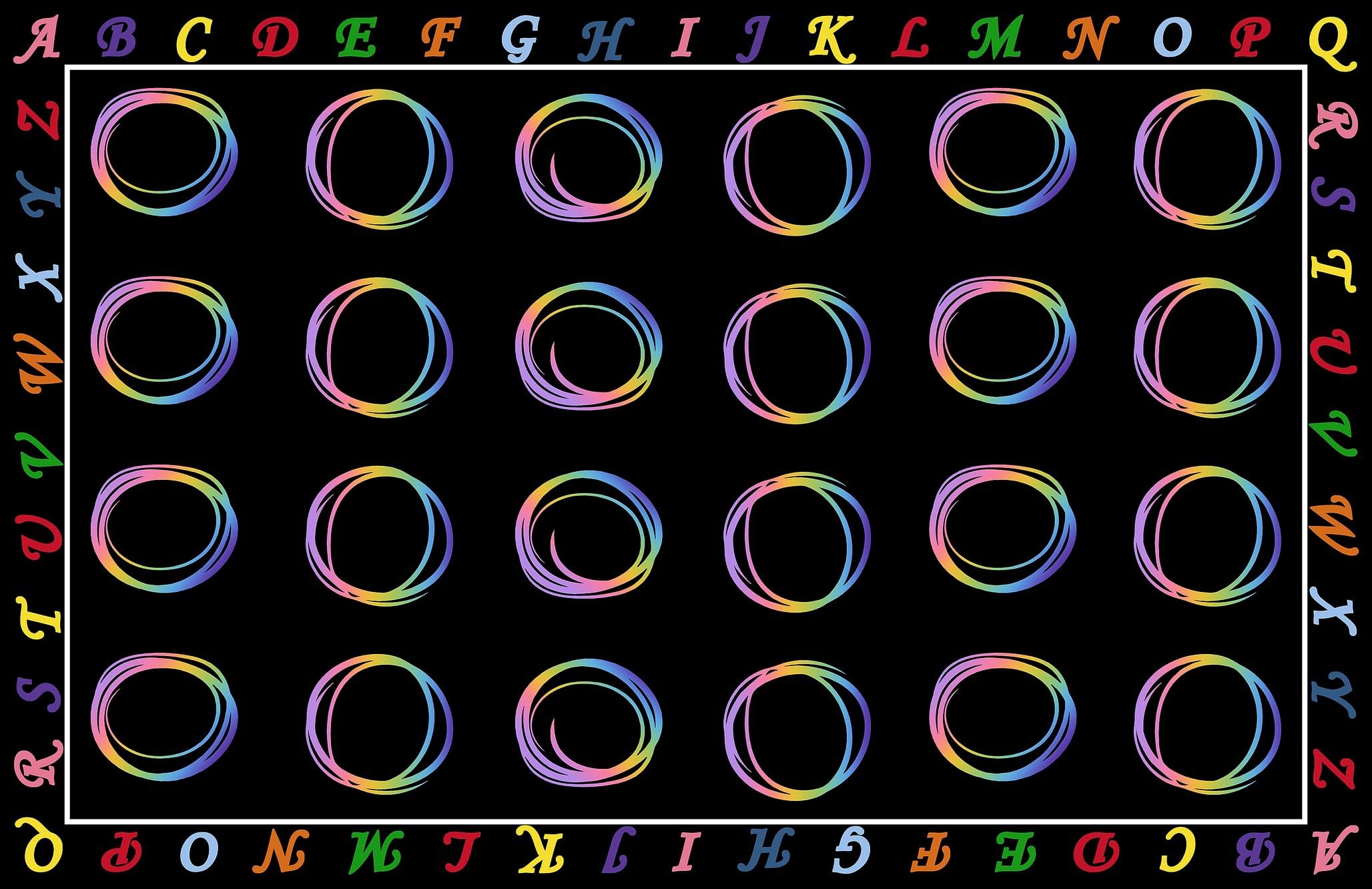 HUAHOO Small Classroom Rug Black Elementary Preschool Teacher Learning Carpet Seating Rug for Kids Room with Non-Slip Backing, 5' x 7'6