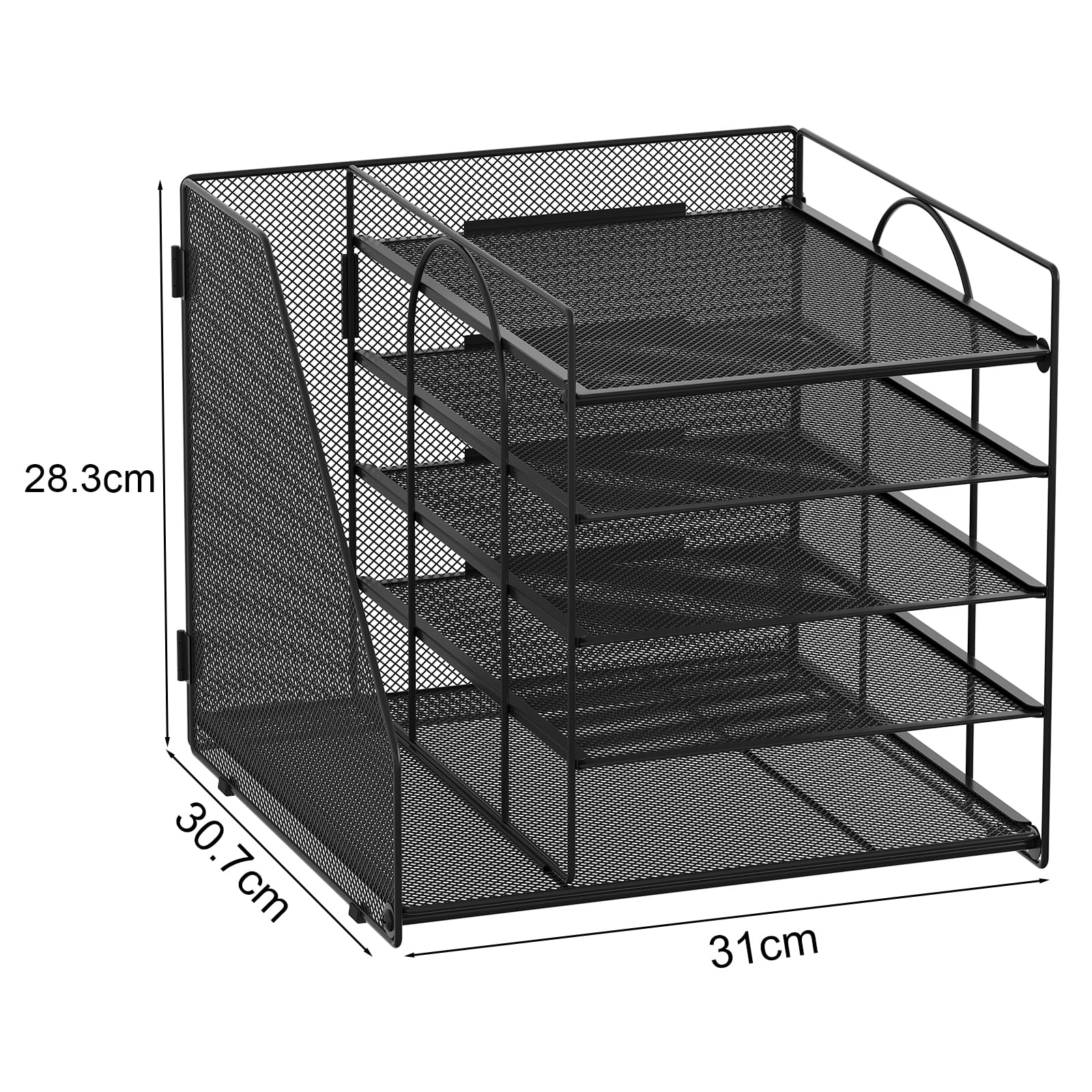 EasyPAG 6 Fächer A4 Metall Büro Schreibtisch Organizer,Dokumentenhalter,Briefablage,Aktenablage,Zeitschriftenhalter,Papier Magazin Organisator,Schwarz