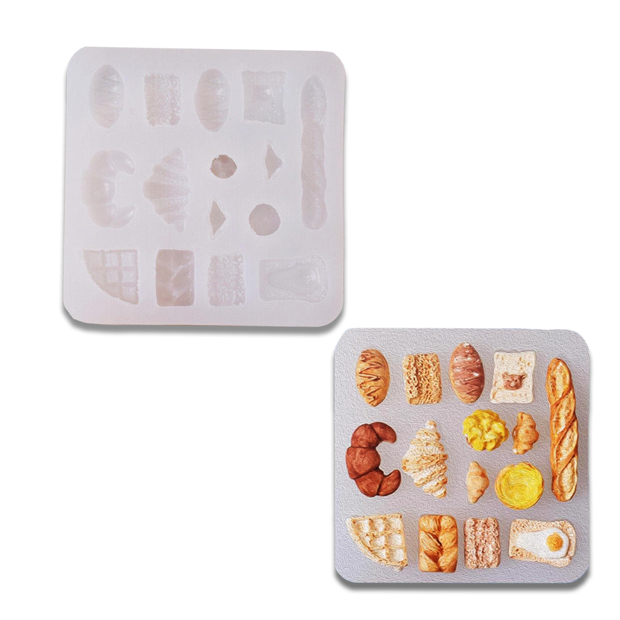 YellowCult Pinterest mini Bread Silicone Mold for Epoxy Resin Polymer Clay Table Living Room décor DIY Candles Baking Jewelry Keychain Cake Chocolate Mould Art Crafts Supplies Home Decoration
