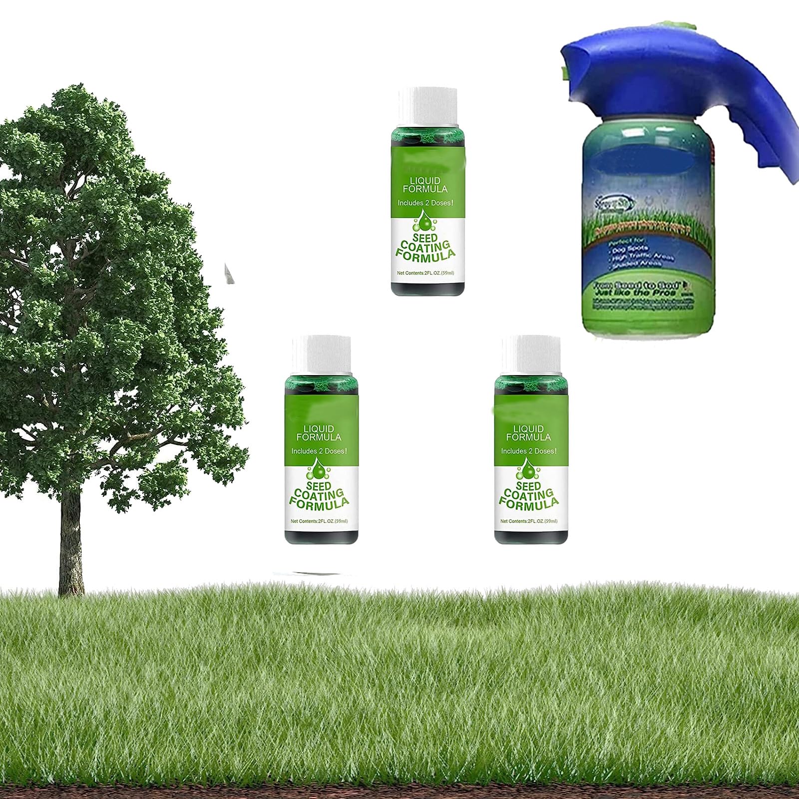 Liquid Lawn Spray, Combination of Seed Plastic Spray Bottle, Liquid Fertiliser, Garden Grass Seed Sprayer System for Fast Growth, for Restoring Dry Spots on Lawn Turf (C)