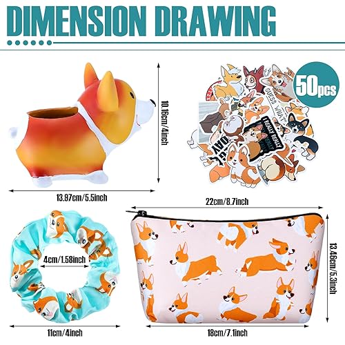 Miniatura 2 de Eaasty Juego de regalo de 56 piezas para perros Corgi, incluye bolsa de maquillaje para perros Corgi, pequeñas bolsas de cosméticos, organizador,