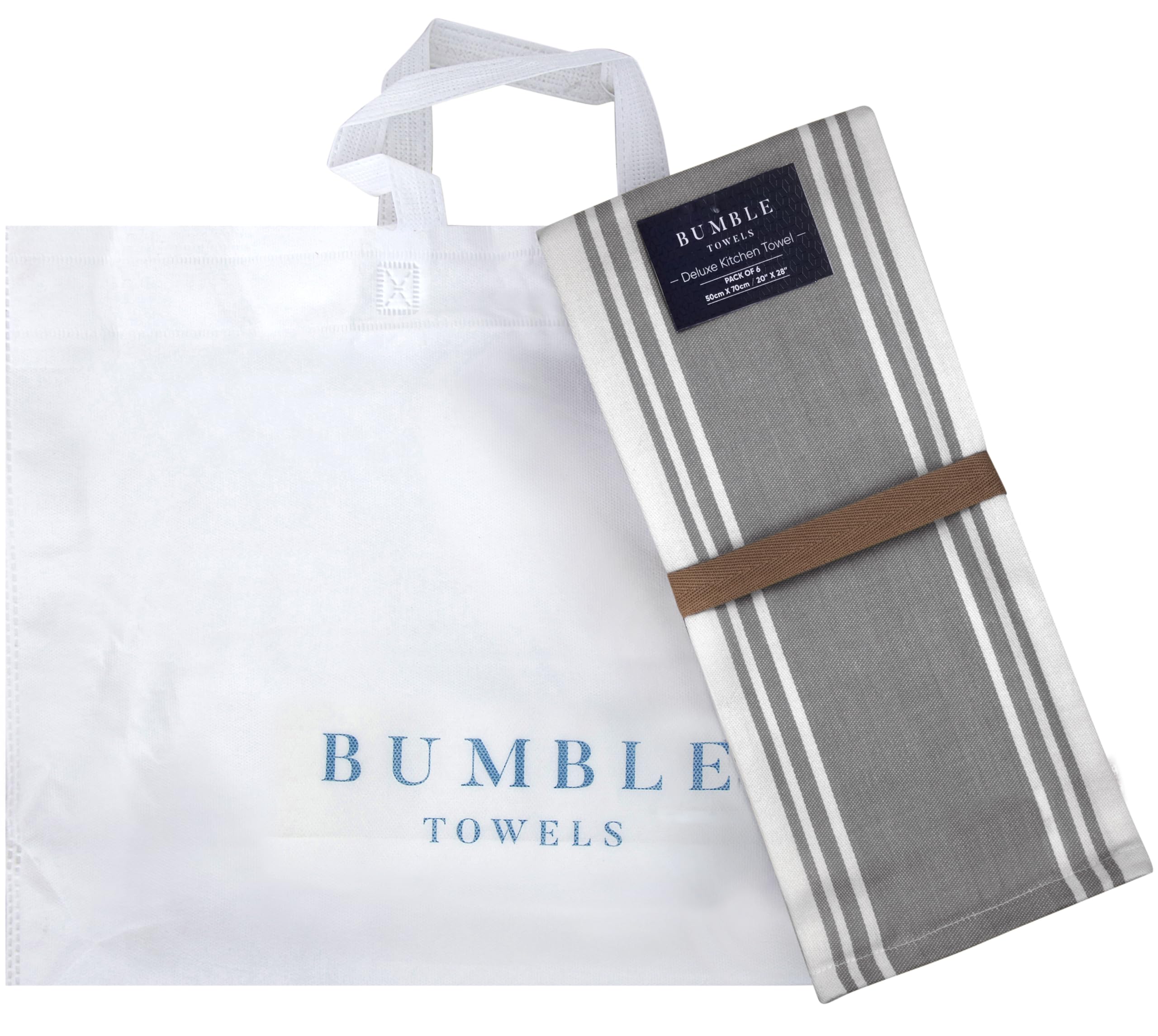 Bumble Towels Toallas de Cocina (20 x 28 Pulgadas, 50 x 70 cm, Paquete de 6) – Toallas de Mano Grandes de algodón – Toalla Plana y de Rizo a Rayas Vintage – Juego de paños de Cocina Altamente