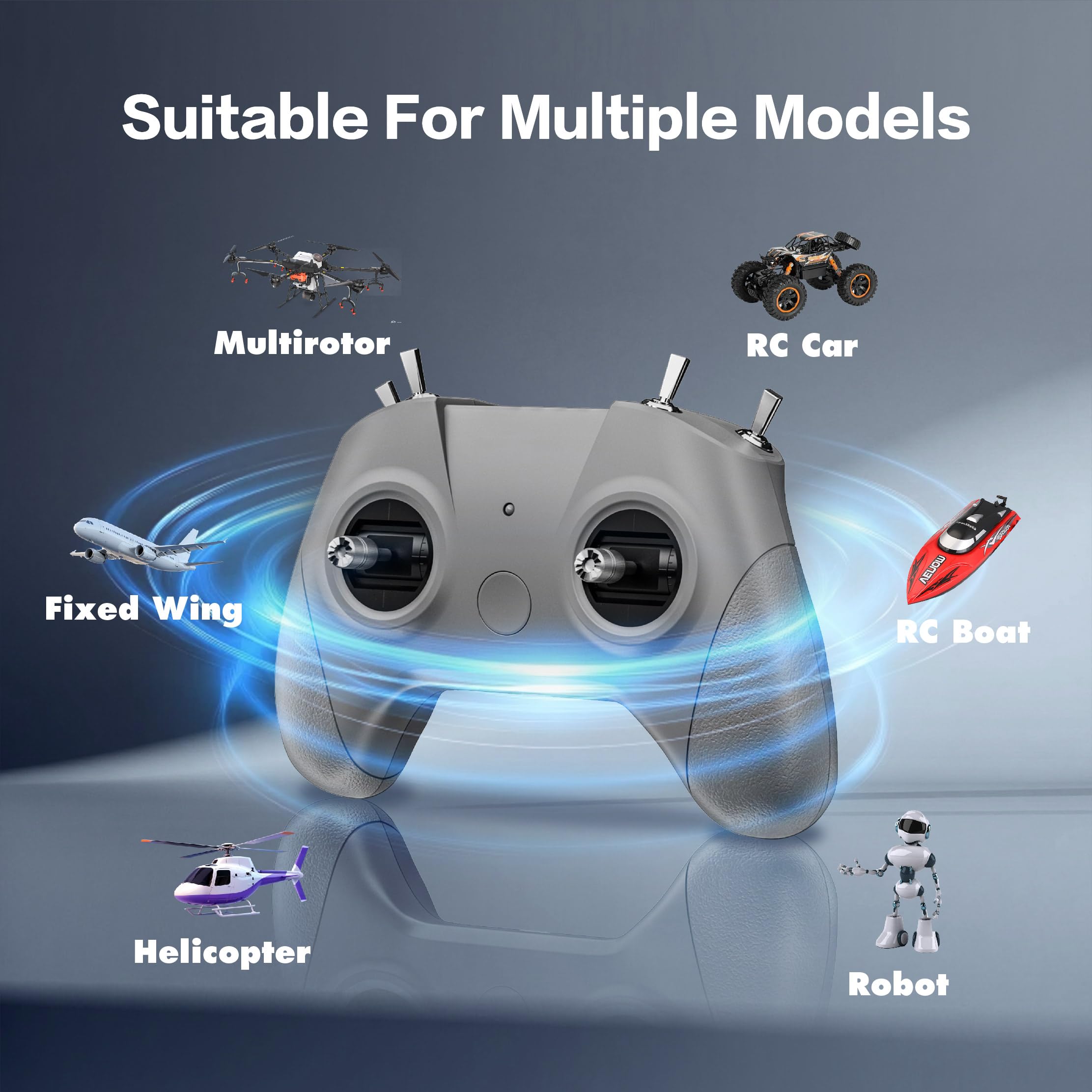 Radio Control C8 ELRS V3 con Nano Receptor CR8 para Drones FPV/Tiny Whoop/Voltijas, Controlador Simulador FPV para Principiantes, Modo 2 (Mando C8 ELRS y Receptor)
