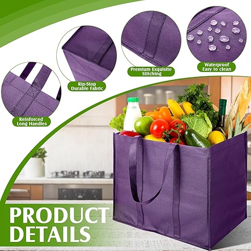 Miniatura 3 de 60 bolsas de compras reutilizables resistentes y plegables grandes a granel con asa larga para compras