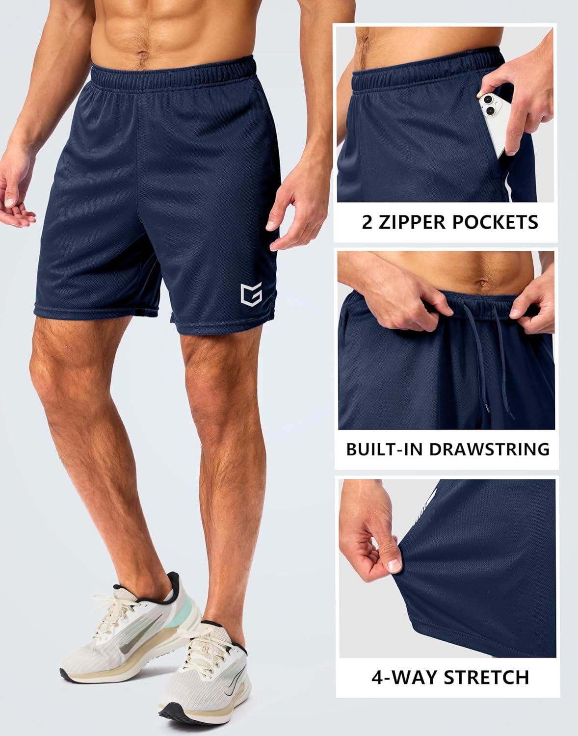 G Gradual Men's Gym Shorts 5"/7"/10" with Zipper Pockets Basketball Athletic Mesh Quick Dry Shorts for Workout Running Tennis - Image 4