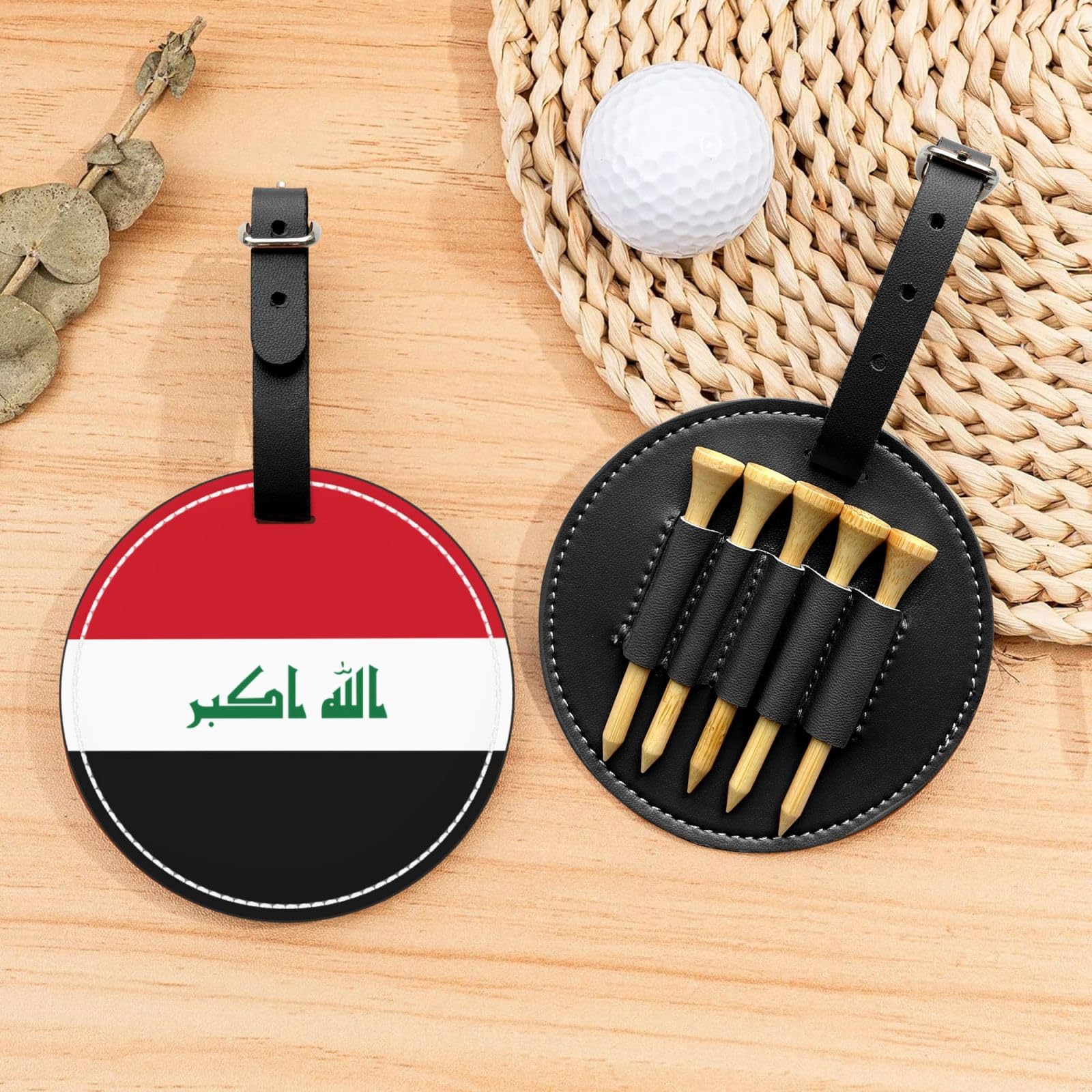 Iraqi flag Black Printed golf tee storage bag - portable design, easy to organize tee