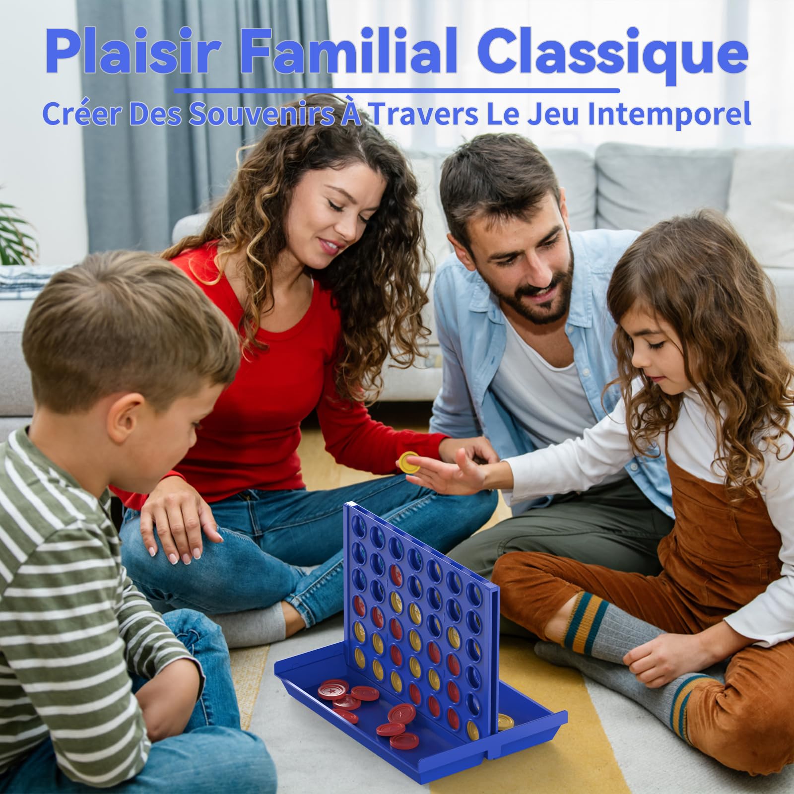 Jeu de Société 4 en Ligne Format Standard pour Enfants 3+ Ans, Cadeau Noel pour Fille Garçon, Jeux de Stratégie Portable