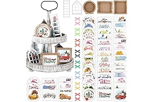 Bencailor Interchangeable Farmhouse Tiered Tray Decor Set