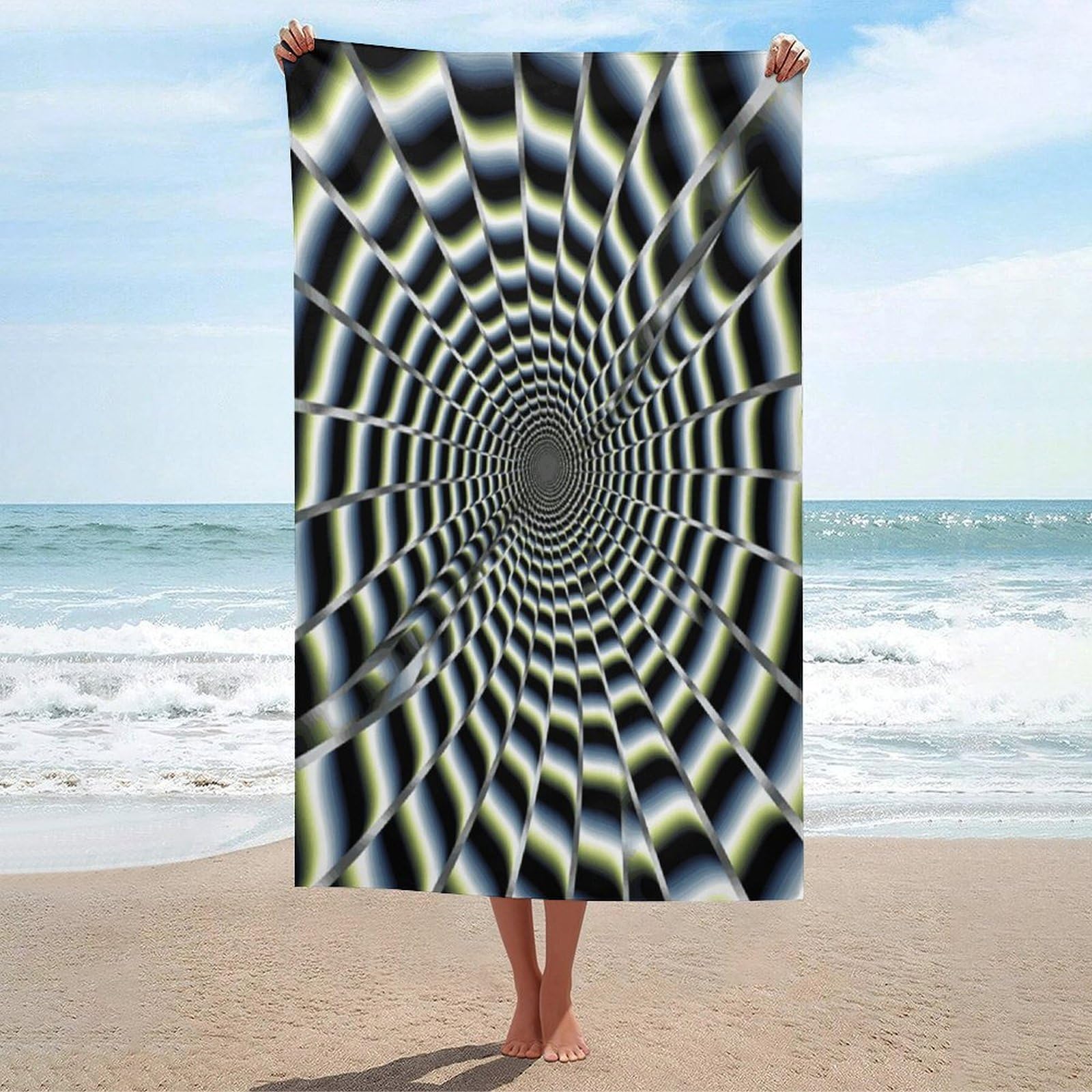 Adfgyerh Unisex Style Spiral Optical Illusion Gif Bath Towels Beach Towel Lightweight Quick Dry, Bath Towel For Travel Sports Pool Swimming Bath Camping Yoga Adults130x80cm