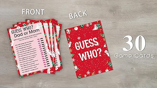Miniatura 3 de Tarjetas de juego para baby shower, juego de Find Who Dad or Mom, juegos de fiesta de Navidad, juego de 30 (Chris007)