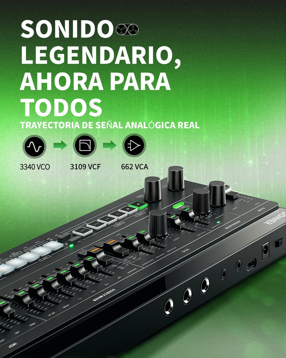 Donner ESSENTIAL L1 Sintetizzatore con Sequencer a 64 Passi, Sistema Modulare Magnetico S2C, Synth Portatile con CV/GATE/SYNC I/O