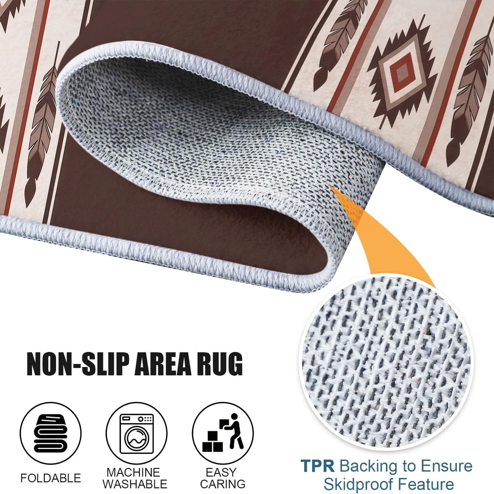 Tappeto rotondo in stile bohémien, lavabile, per soggiorno, 120 cm, a pelo corto, per tavolino da caffè, motivo geometrico, motivo geometrico, antiscivolo, per camera da letto e cameretta dei bambini