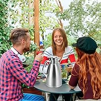 Vista 7 de ShineMe - Jarras de café para mantener el calor, jarra de café térmica de acero inoxidable con cepillo de limpieza, cafetera al vacío de doble