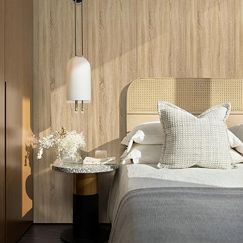 Miniatura 22 de LXCREAT Papel de contacto de bloque de carnicero de madera sintética, papel tapiz Shiplap para despegar y pegar, tablones de madera para paredes