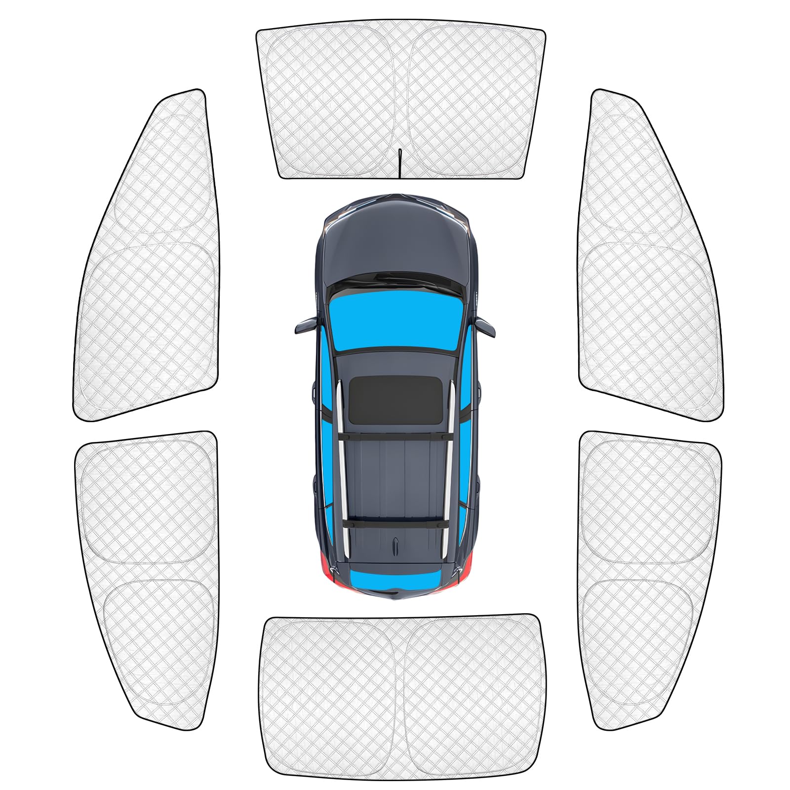 KMF 6pcs Thicken Sun Shades for 2025 2026 Toyota Camry Accessories,Full Car Window Covers Sunshade for Windshield Side Rear, UV Block Sun Visor and Privacy Blackout for Camping Outdoor