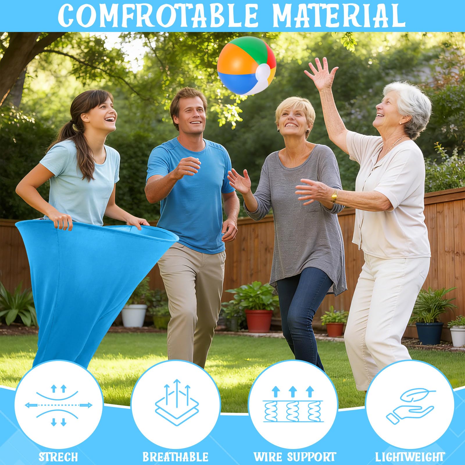 Confezione da 8 pantaloni giganti colorati per nonna, con 32 palline rimbalzanti e 8 pompe ad aria, divertenti giochi all'aperto per adulti, famiglia, cortile, prato, attività, carnevale, feste