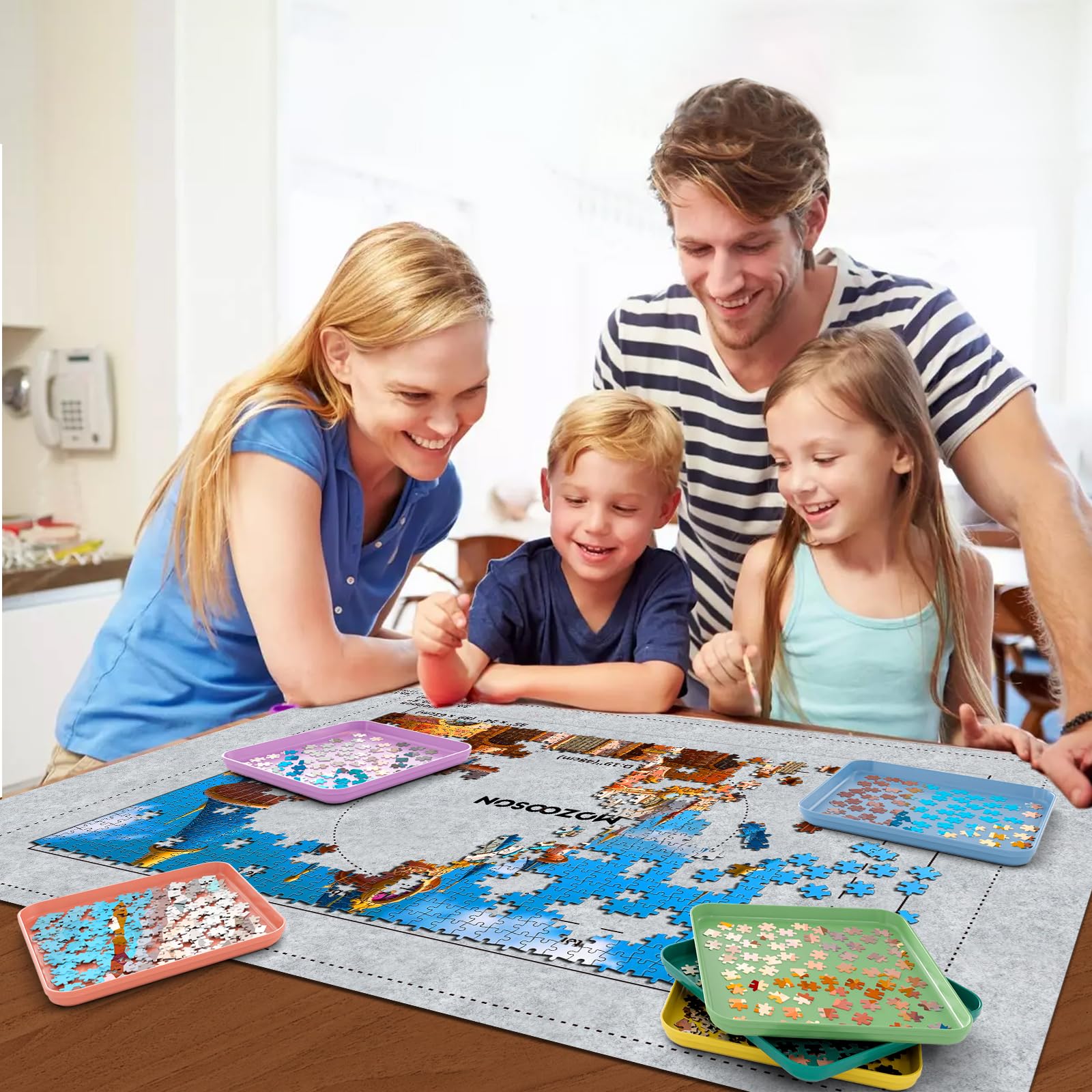 MOZOOSON 6 Bandeja Clasificadora de Rompecabezas, Puzzle Organizer, Guarda Puzzle hasta 1000 1500 2000 Piezas, Prácticos Accesorios para Puzzles