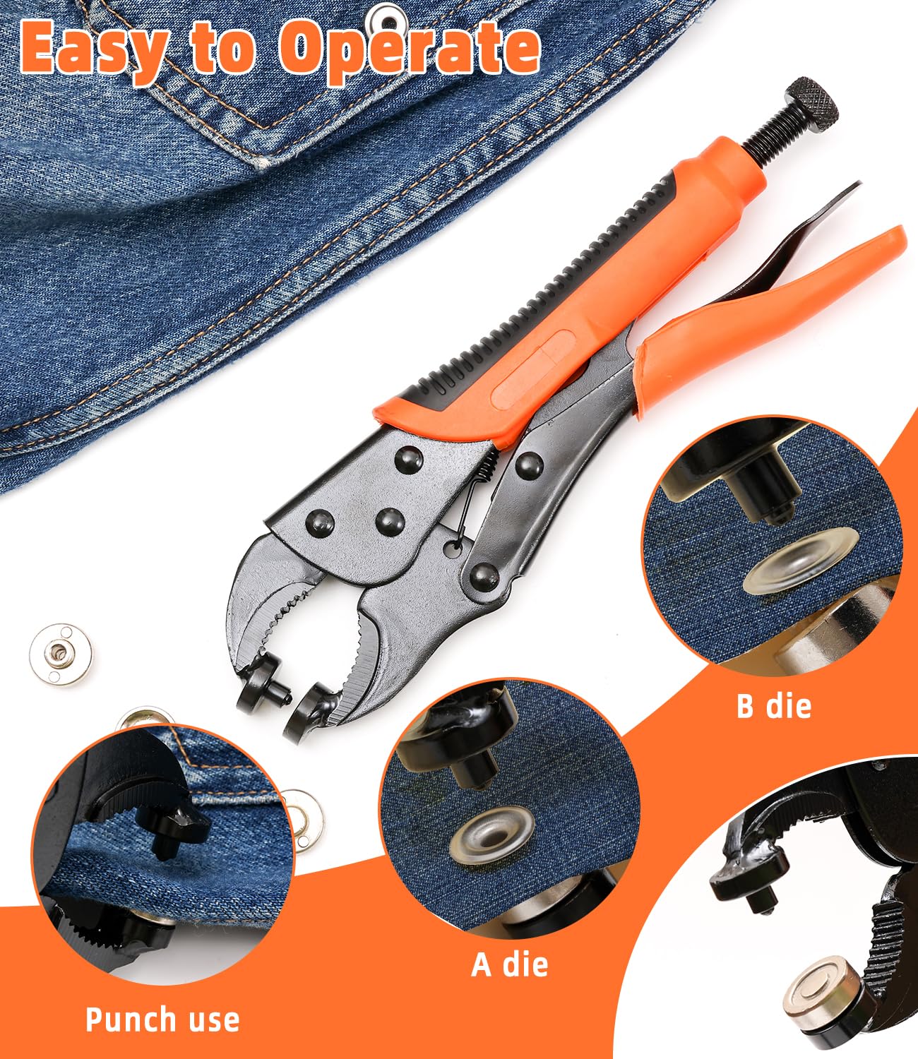 Pinza Per Bottoni Automatici A Pressione, Contiene 3 Stampi Magnetici e 60 Set Di Bottoni a Pressione Metallo Da 15 mm Per Riparazione Di Coperture Di Barche, Tela, Cuoio, Cucito, Teloni