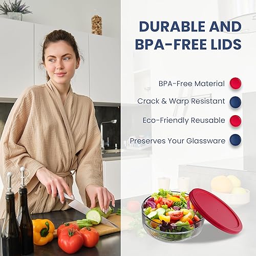 Miniatura 3 de Tapas de plástico de repuesto para Pyrex (2) 7202-PC 1 taza roja (3) 7200-PC 2 azul (2) 7201-PC 4 rojo (2) 7402-PC 67 azul redondo