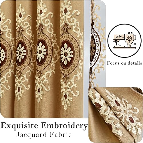 Miniatura 3 de Cortinas Vogol opacas, de chenilla, jacquard para ventana, cortinas elegantes, paño, tratamiento opaco para habitación, sal de estar, ojales