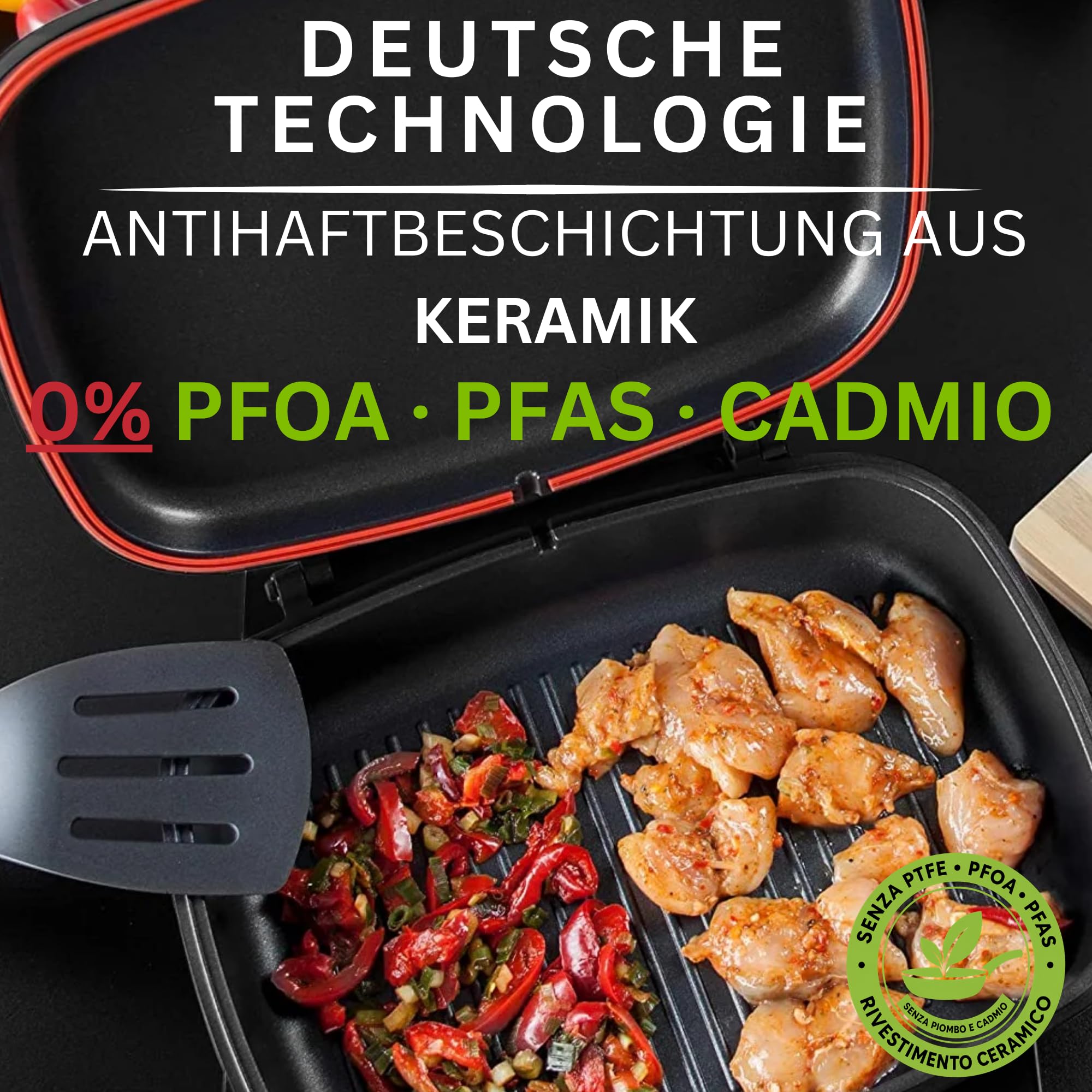 Stone&Stone Doppelseitige Grillpfannen 32 cm, steinbeschichtete Antihaftpfannen Deutsche Qualität Greblon C3+, verwendet von MICHELIN-Sternerestaurants | Deutsche Antihaftbeschichtung