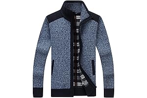 XinYangNi Men's Warm and Comfortable Cashmere Casual Stand Collar Long Sleeve Sweatshirt