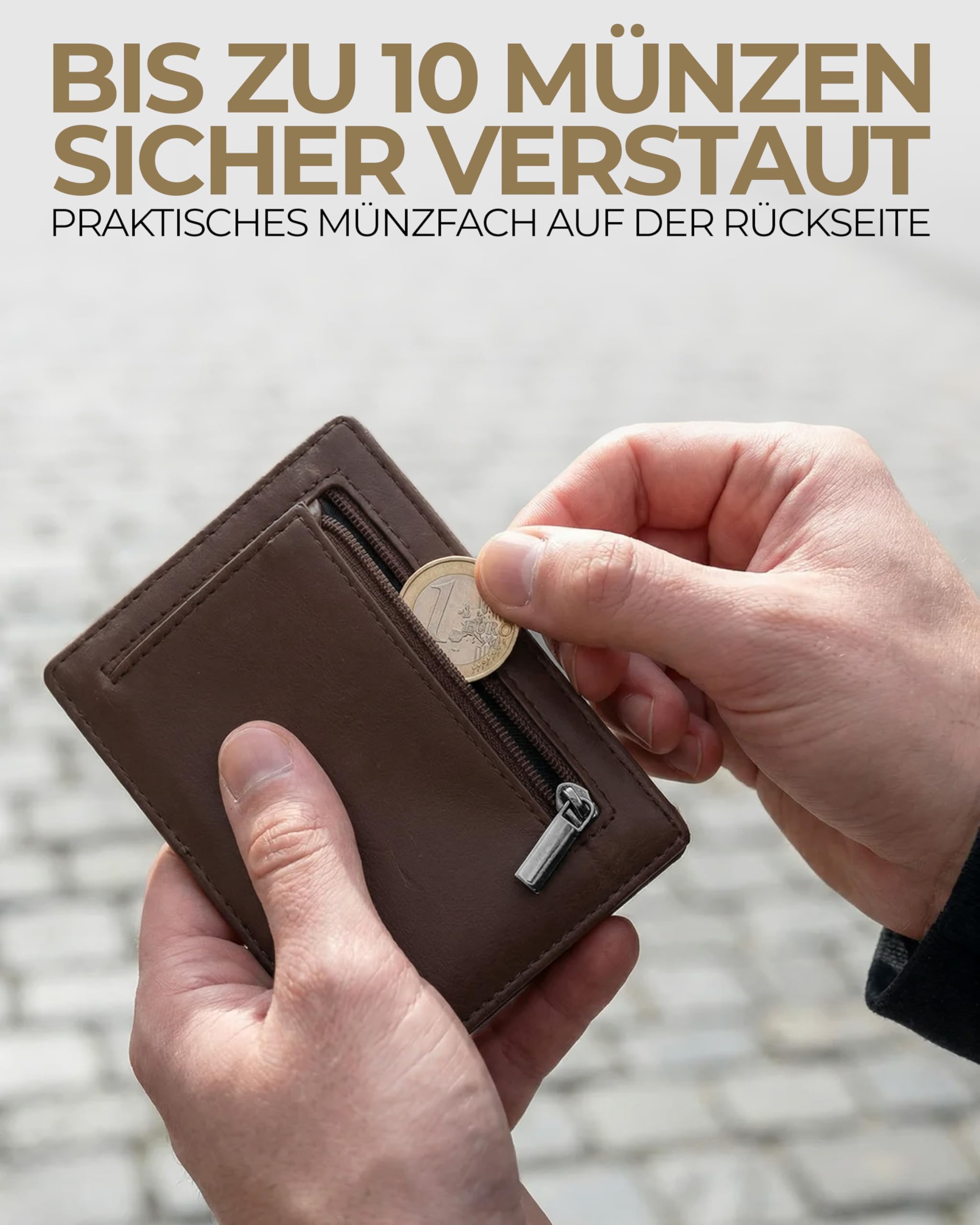 LEDERHAND iSlim - Nappa Leder Geldbeutel mit Geldklammer OHNE Münzfach, 9 Kartenfach Premium Geldbörse RFID NFC - Schutz Slim - Wallet Echtleder Geschenk |(Schwarz/Schwarz)