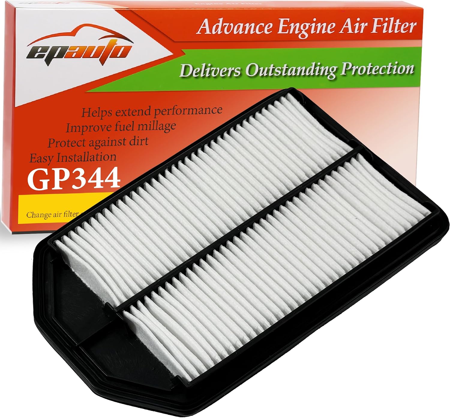 EPAuto GP344 (CA10344) Engine Air Filter, Replacement for Honda CR-V 2.4L (2007-2009) - Rigid Panel Filter for Improved Airflow, Fuel Efficiency, and Engine Protection