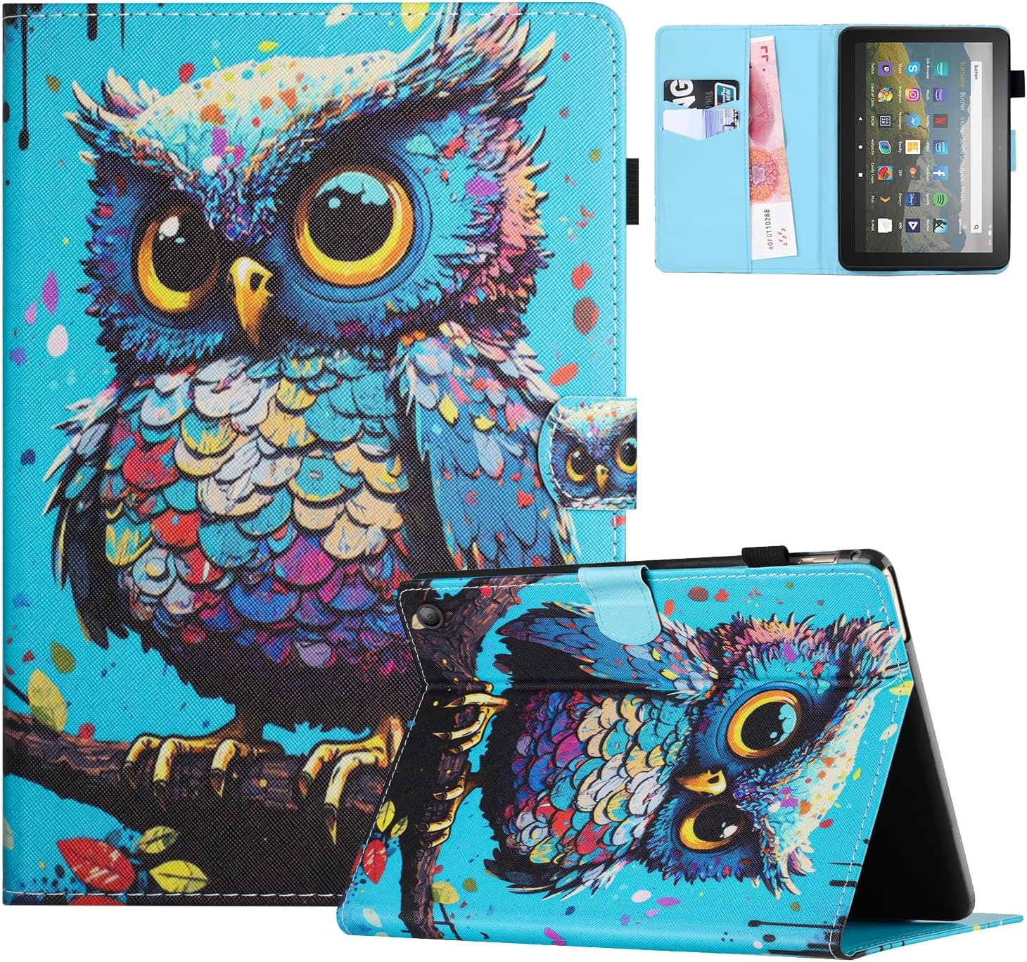 TEDTIKJT Case Compatible with Amazon Fire HD 10 Plus/HD 10 11 Generation 10.1 Inch 2021 PU Leather Flip Cover Magnetic Card Slot Stand Tablet Protective Case with Auto Wake/Sleep, Owl TEDTIKJT Case Compatible with Amazon Fire HD 10 Plus/HD 10 11 Generation 10.1 Inch 2021 PU Leather Flip Cover Magnetic Card Slot Stand Tablet Protective Case with Auto Wake/Sleep, Owl