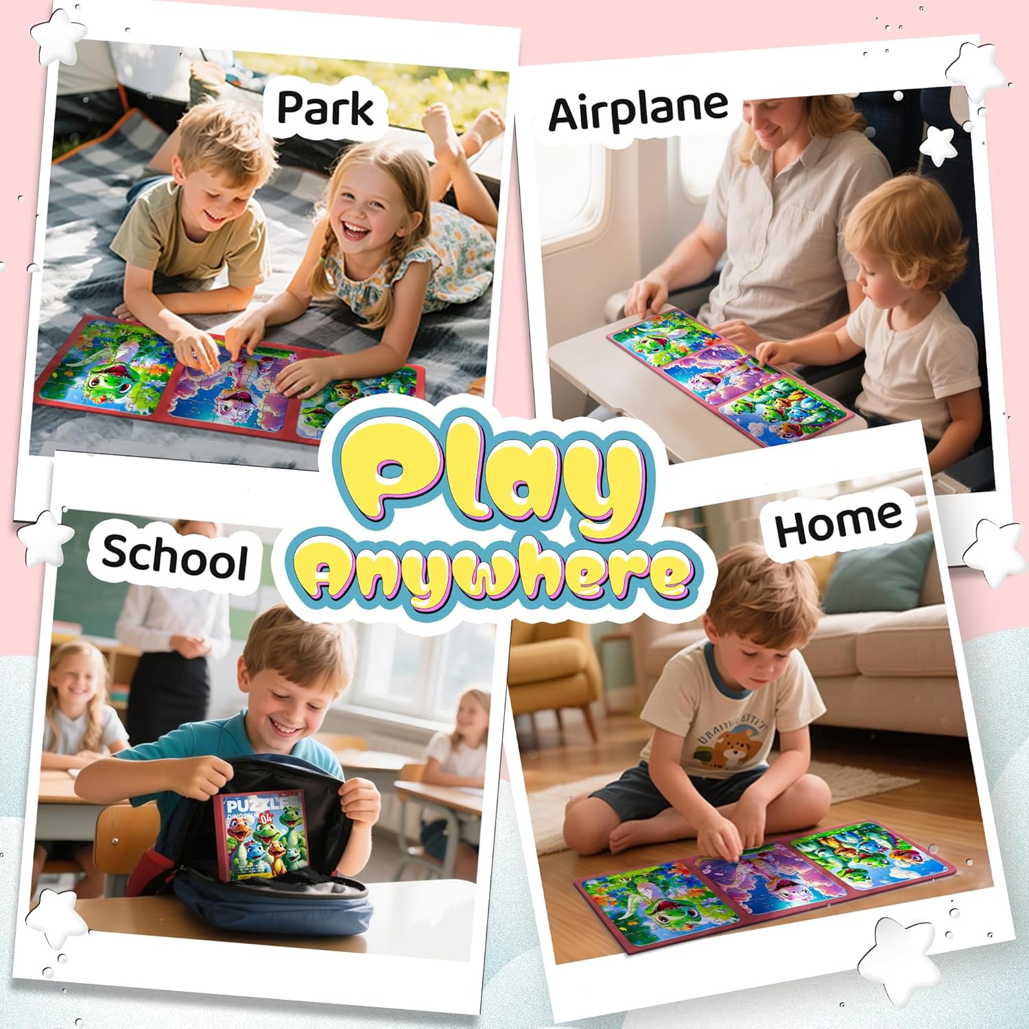 3 in 1 Magnetic Puzzles for Toddlers 3-5, 20/25/30 Pieces Dinosaur Magnet Puzzle Book, Multi-Level Magnet Puzzle Book, Magnetic Puzzles for Toddlers 3-5