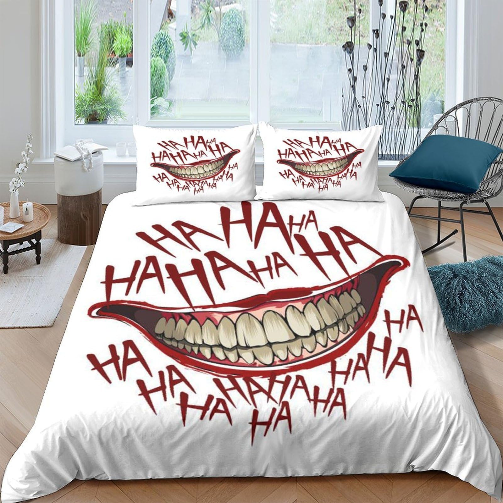 Ctjqhvkz Style-5 3D Printed Joker Smile Fitted Sheet Microfiber Comic Teeth Bed Cover For Bedroom Dorm Mattress Decor Protection Single（135X200cm）