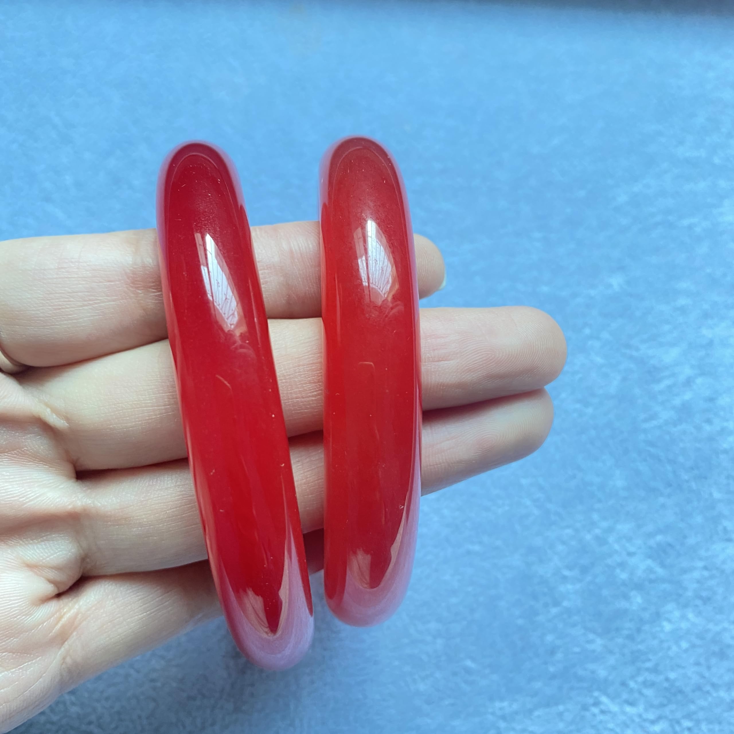 Bracciale di banco di Giada Rotonda di per Donne Cinese Bracciale di ricchezza di buona Fortuna Elegante Regalo di Compleanno di Compleanno in Pietra Rossa Vera e Propria (Rotondo Red1, 56-57)