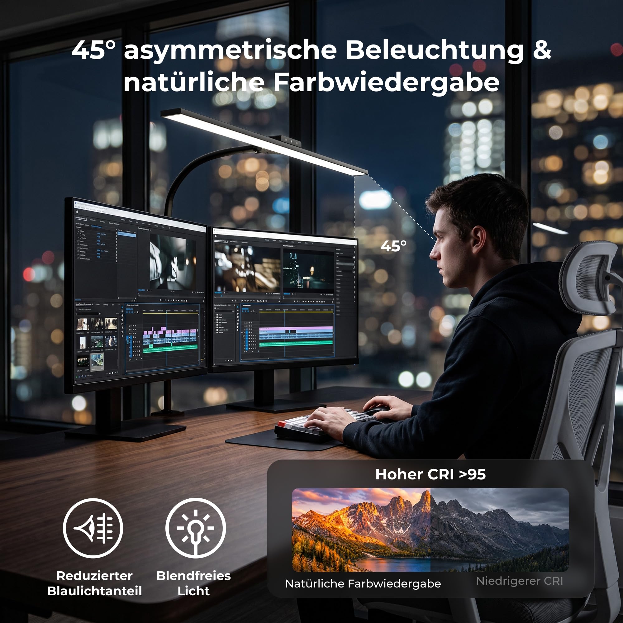 LED Schreibtischlampe klemmbar 80 cm für Büro & Homeoffice