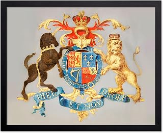 Poster Master Classic Painting Poster - Vintage Historical Print - Gift for Artist, Friend - Scottish Coat of Arms, Monarch, Horse, Lion, Family Crest - Wall Decor for Home, 8x10 Black Framed