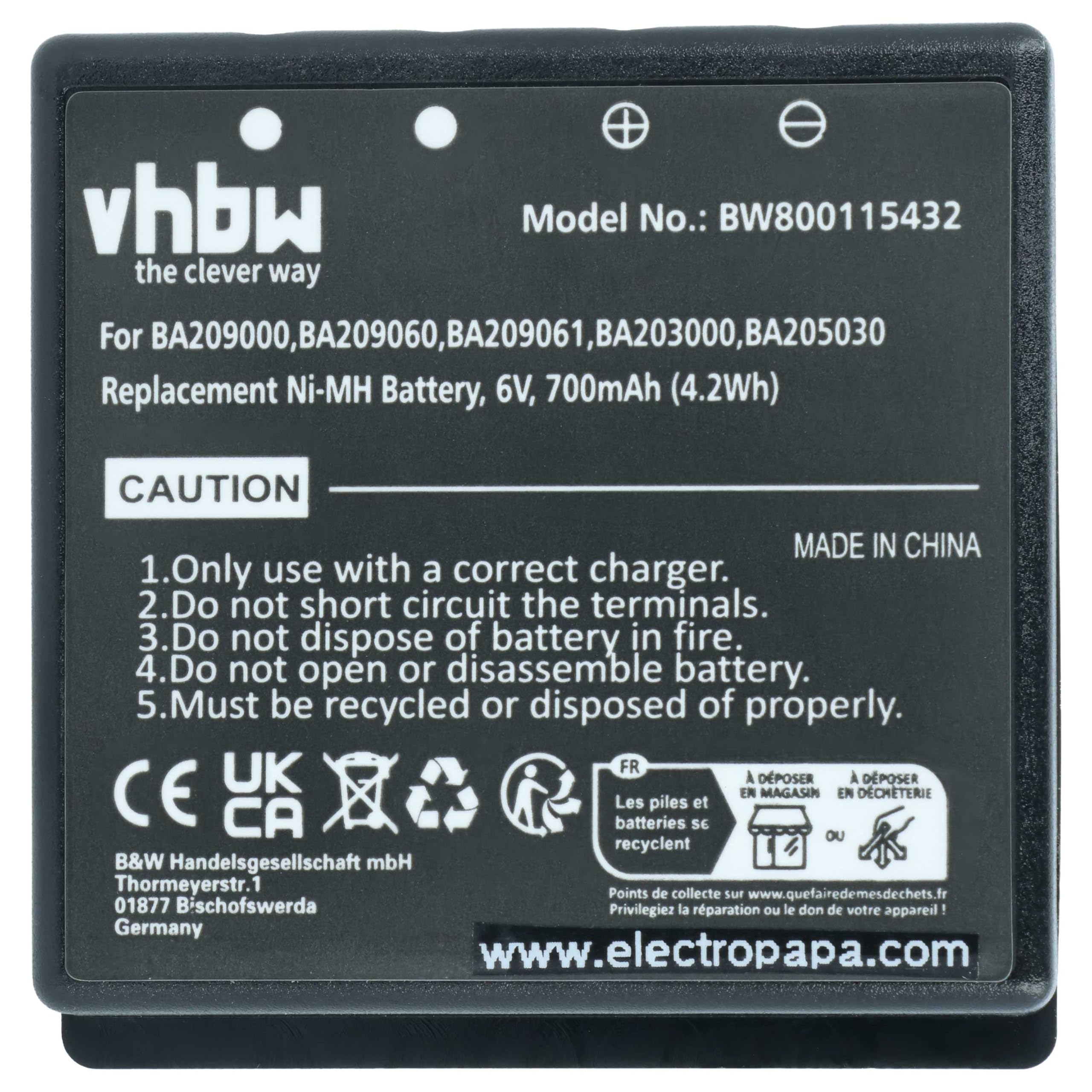 vhbw 5X Akku Ersatz für HBC BA206000