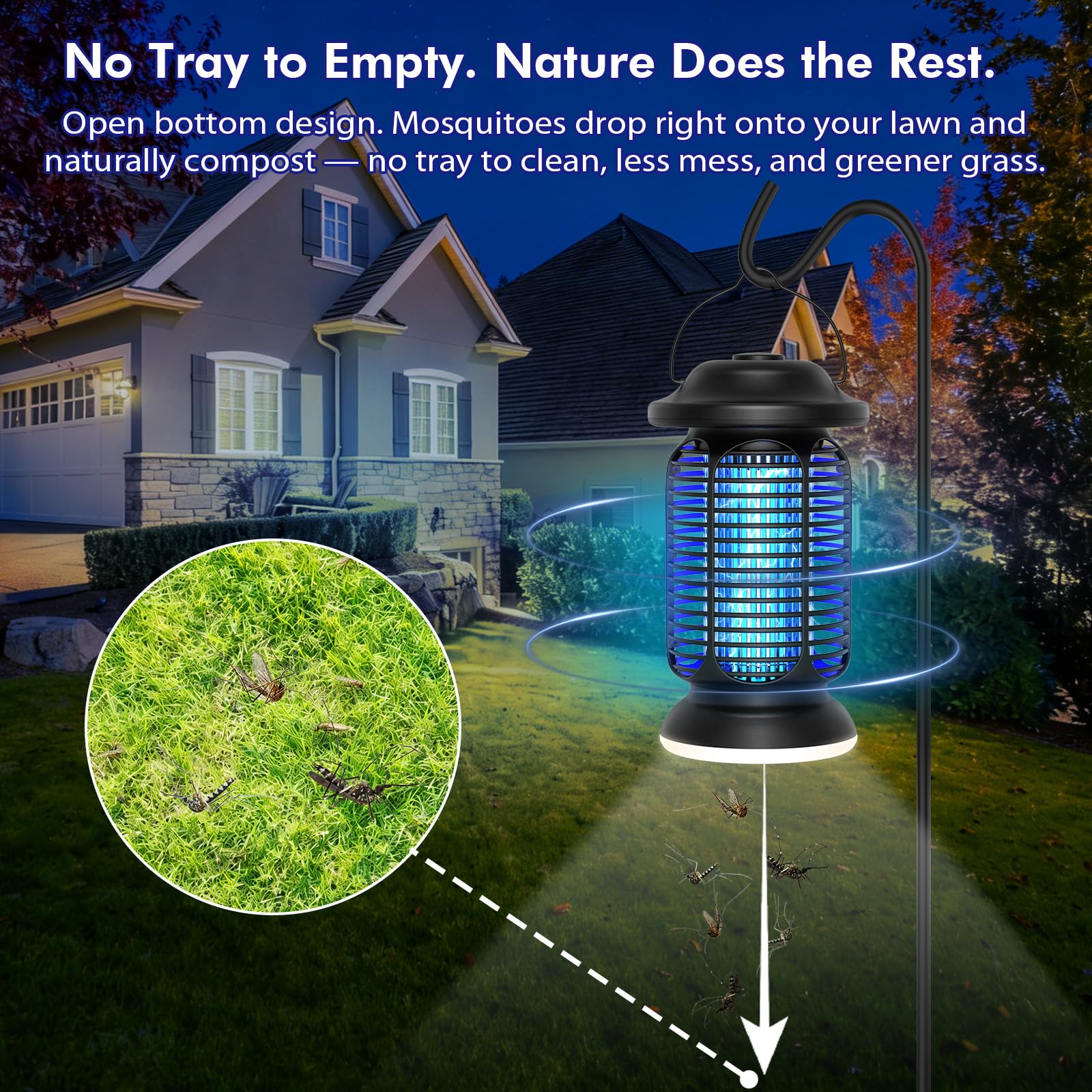 AMUFER Bug Zapper für den Innen- und Außenbereich, verbesserte 18 W benutzerdefinierte blau-violette Licht 2 W LED-Lampe, 100% Steigerung der Moskitosteuerwirkung, 1/2-1 Stundenzeigerabdeckung, Fly