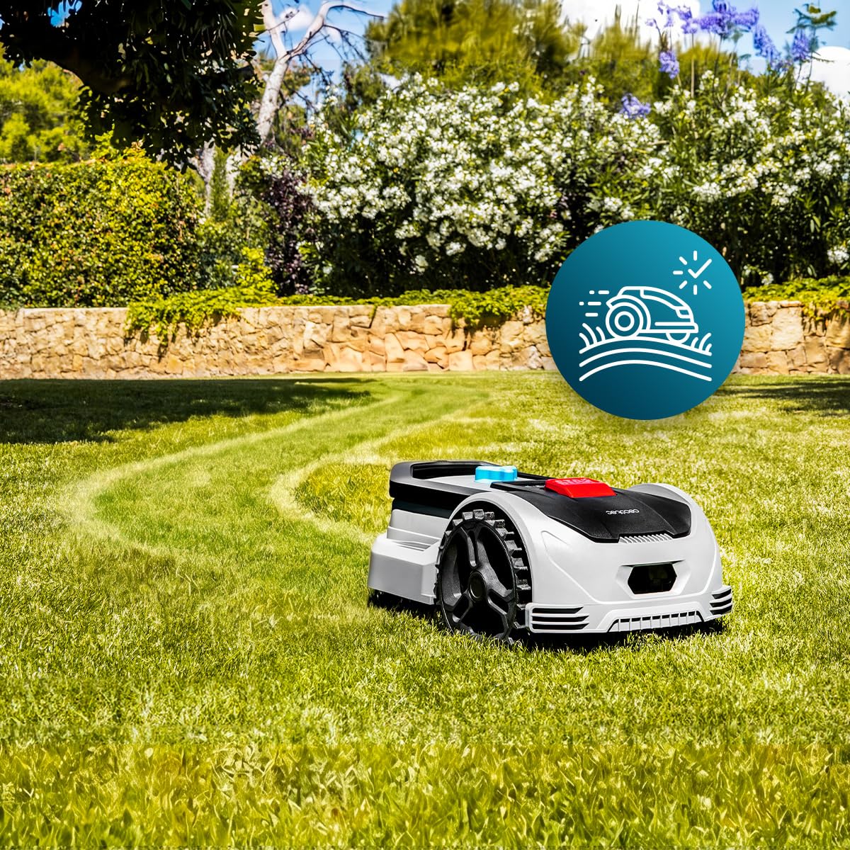 Cecotec Robot Tondeuse Conga Grasshopper 300. Moteur Numérique sans Balais, Surface de 300m2, Pente Maximale de 27%, Contrôle des Lames, Détecteur de Pluie, Plug&Play