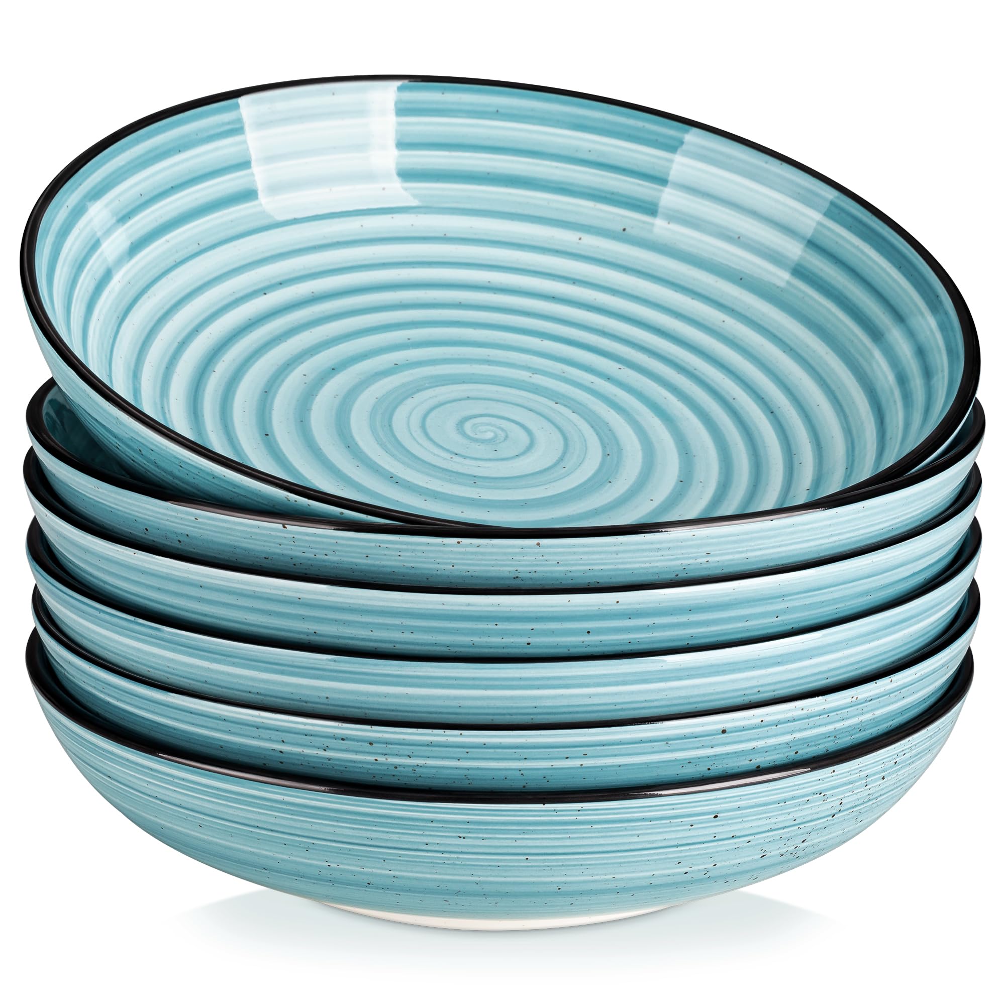 vancasso Bonbon Large Pasta Bowls Set of 6, 50 oz Ceramic Salad Bowls ...
