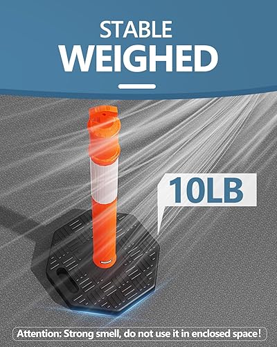 Miniatura 4 de BATTIFE Poste delineador con base de 45 pulgadas, conos de delineador de tráfico naranja con collar reflectante para práctica de conducción,