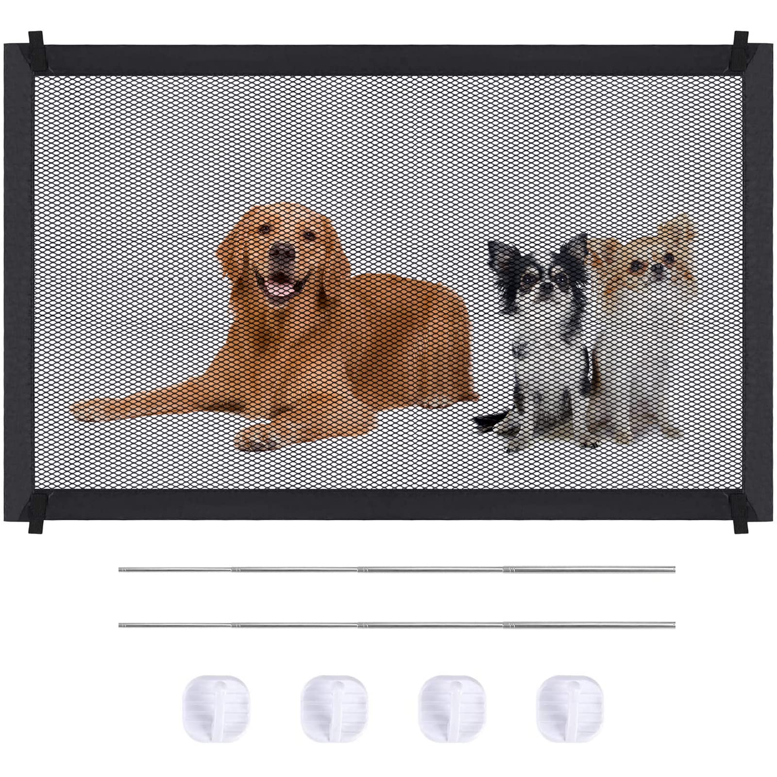 Puerta Mágica para Perros, Mascotas Dog Cat Fences, Barrera Seguridad Plegable y Portátil Puerta mágica, Escaleras, Dormitorios, Cocinas, para Perros o gatos, (110 x 72cm)