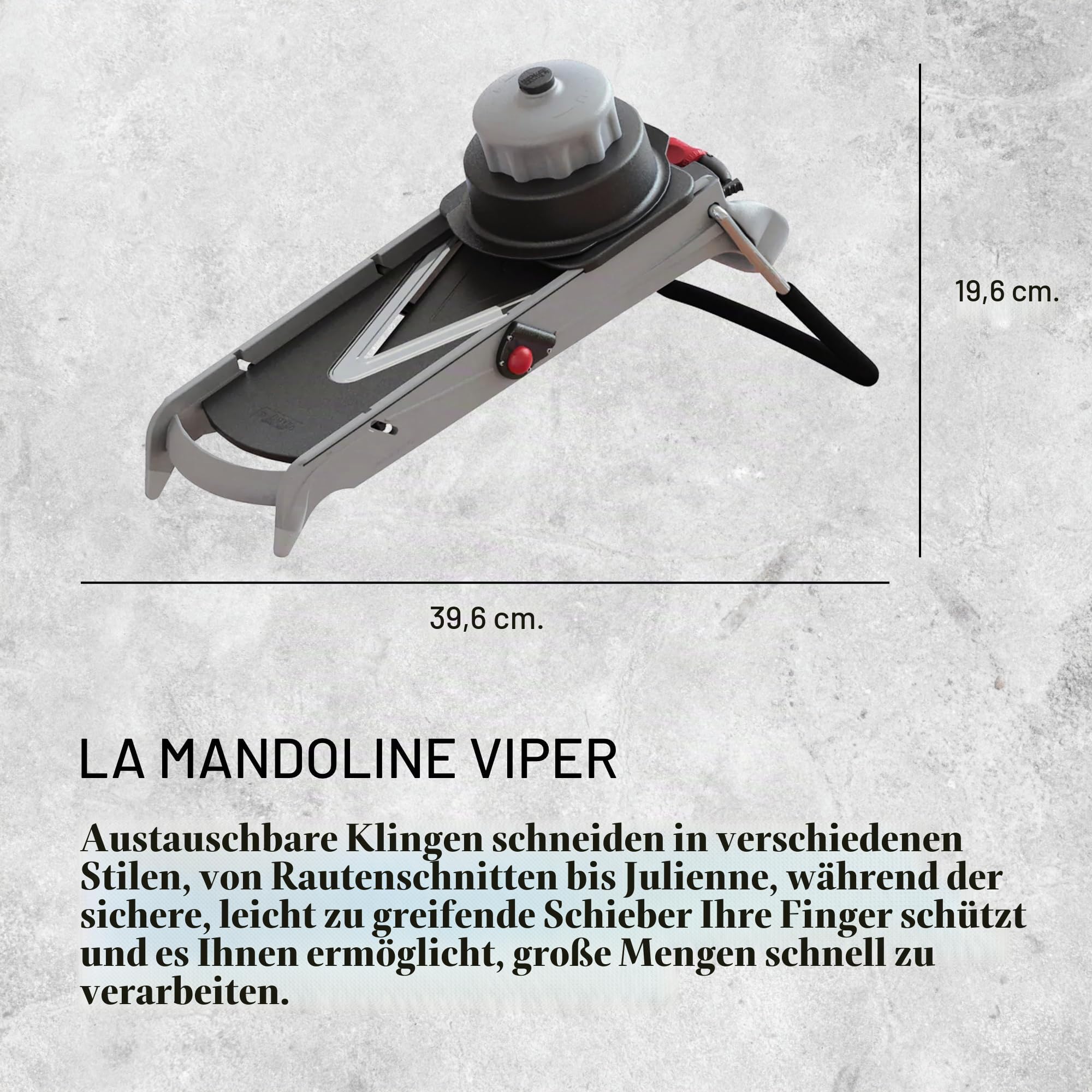 De Buyer Mandoline Viper 2016.00 Kompakter Gemüsehobel Mit Würfelschneidesystem Für Würfel, Rondellen, Juliennes, Stäbchen, Losanges, Silber