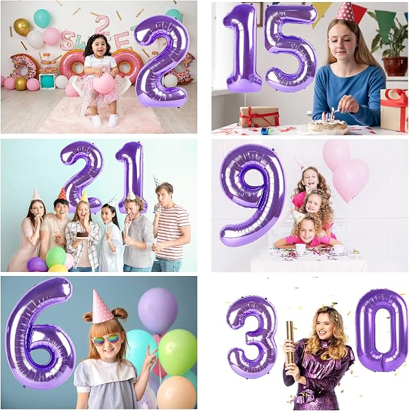 Ballon Chiffre 7,Ballons 7 an Violet,Ballons 7 Ans Anniversaire Numero 7 Hélium Ballons,101cm Chiffre 7 Decoration Pour Garçons Filles Anniversaire Fête - 5