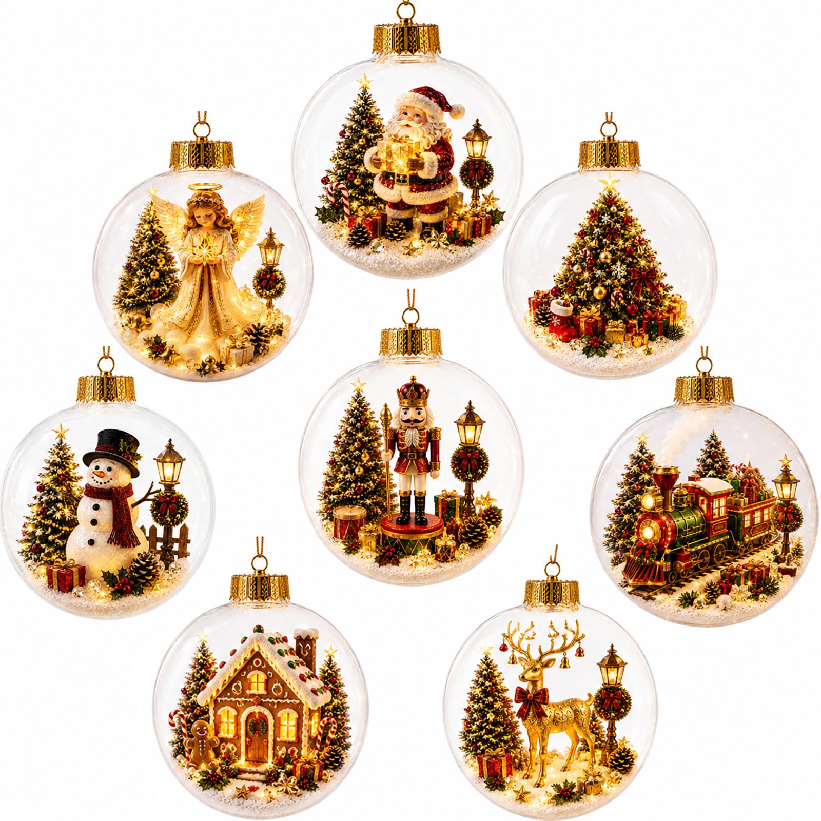 Glowing Christmas Diorama Ornament, Xmas Scene LED Light Up Decor (All 8 Styles)